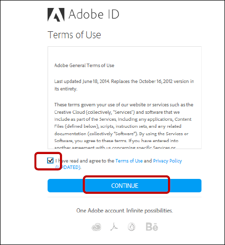 Принять приглашение Adobe id