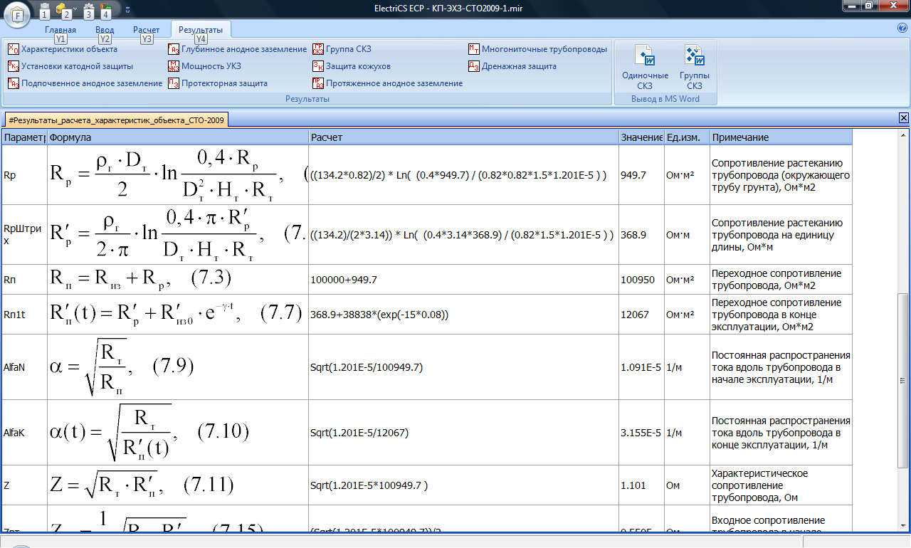 Расчет электрических характеристик защищаемых объектов