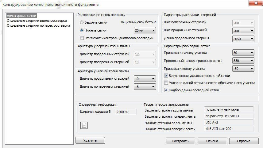 Конструирование монолитного ленточного фундамента