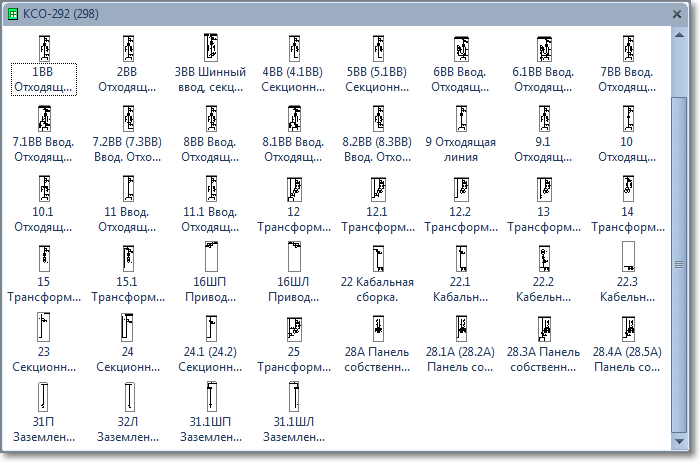 Трафарет Visio - КСО-292 (298) (схемы силовых цепей).