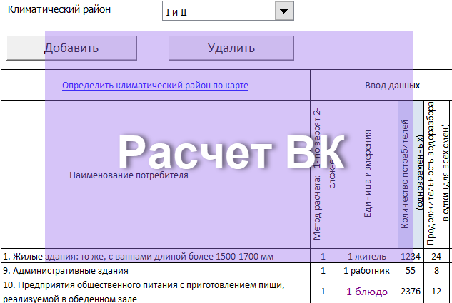 Программа расчета расходов водопровода по СП30.13330.2020